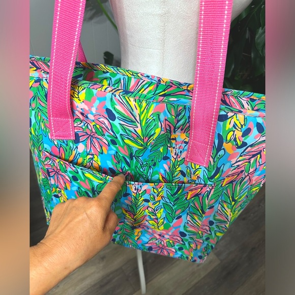 🛍️ Lily Pulitzer XL pink, blue insulated collapsible cooler tote bag - Picture 9 of 14